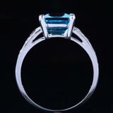 2ct Emerald Cut Blue Aquamarine Vintage Engagement Ring 14k White Gold Finish