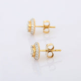 2.3ct Stud Earrings Princess Round Cut Diamond Halo 14k Yellow Gold Finish