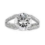 4Ct Round Cut Diamond Solitaire Engagement Ring 14K White Gold Over Split Shank