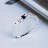 0.5ct Round Cut Blue Sapphire Engagement Ring Five Stone 14k White Gold Finish