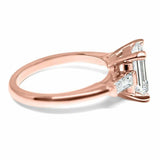 3ct Emerald Diamond Engagement Ring Baguette Accents Trilogy 14k Rose Gold Over