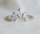 1.5ct Marquise Cut Diamond Engagement Ring 14k White Gold Finish Crown Tiara