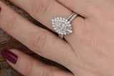 Cluster Bridal Set Wedding Engagement Ring 3ct Pear Diamond 14k WhiteGold Finish