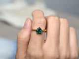 1ct Engagement Ring Heart Cut Green Emerald Solitaire 14k Yellow Gold Finish