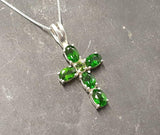 1.5ct Green Peridot Pendant Oval Cut Christ Cross 14k White Gold Finish NO CHAIN