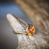 1ct Round Cut Yellow Citrine Engagement Ring 14k Yellow Gold Finish Bezel Set