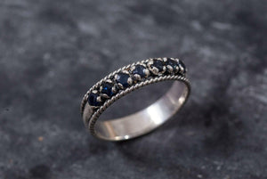 1.5ct Round Cut Blue Sapphire Rope Braided Half Eternity Band 14k WhiteGold Over