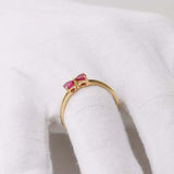 0.5ct Heart Cut Pink Ruby Engagement Ring Bow Tie Design 14k Yellow Gold Finish