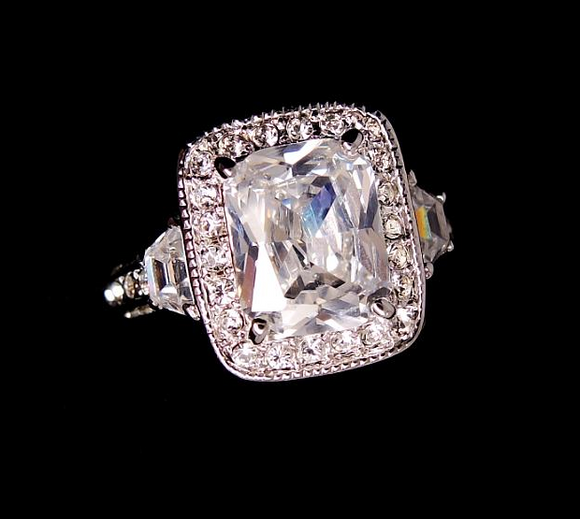 3.5Ct Radiant Cut VVS1 Diamond Halo Vintage Engagement Ring 14K White Gold Over