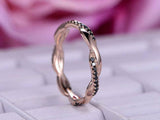 1ct Round Cut Black Diamond Wedding Band Twisted Rope Infinity 14k RoseGold Over