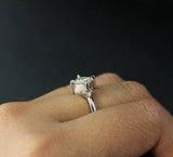 Solitaire Round Accents Engagement Ring 1ct Princess Diamond 14k White Gold Over