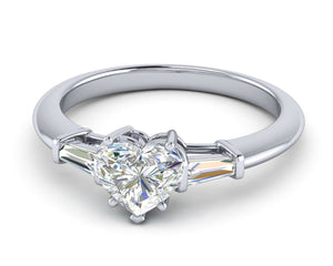 1ct Heart Cut VVS1 D Diamond Solitaire Engagement Ring 14k White Gold Finish