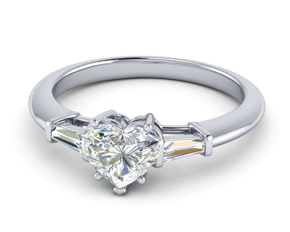 1ct Heart Cut VVS1 D Diamond Solitaire Engagement Ring 14k White Gold Finish