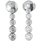 2ct Round Diamond Vertical Drop Bezel Set Party Drop Earrings 14k WhiteGold Over