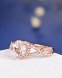 2ct Heart Cut Morganite Engagement Ring Split Shank Infinity 14k Rose Gold Over