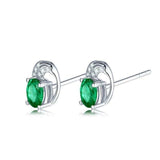 2.2ct Stud Earrings Oval Cut Green Emerald Stylish Design 14k White Gold Finish