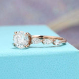 1.5ct Round Cut Diamond Engagement Ring Pear Accents Solitaire 14k RoseGold Over