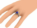 1ct Pear Cut Blue Sapphire Engagement Ring Bypass Solitaire 14k WhiteGold Finish