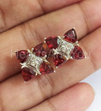 2ct Trillion Cut Simulated Red Garnet Unique Stud Earrings 14k White Gold Plated