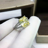 2ct Princess Cut Yellow Sapphire Split Shank Engagement Ring 14k White Gold Over