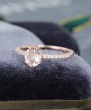 2ct Pear Cut Simulated Peach Morganite Minimal Engagement Ring 14k Gold Plated