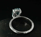 2.2ct Oval Cut Blue Aquamarine Hidden Halo Engagement Ring 14k White Gold Finish