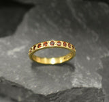 1ct Round Cut Red Garnet Stackable Eternity Wedding Band 14k Yellow Gold Finish