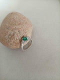 2ct Oval Cut Green Emerald Diamond Petite Round Accents Ring 14k WhiteGold Over