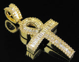 2.5ct Baguette Cut Diamond Iced Jesus Cross Pendant 14k YellowGold Over NO CHAIN