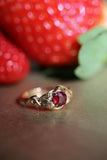 1ct Round Cut Pink Ruby Engagement Ring Leaf Vine Solitaire 14k Yellow Gold Over