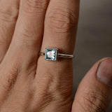 1.5ct Princess Cut Blue Aquamarine Engagement Ring 14k White Gold Over Solitaire