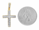 1.3ct Round Cut Diamond Iced Jesus Cross Pendant 14k Yellow Gold Finish NO CHAIN