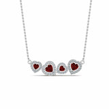 1ct Heart Cut Red Garnet Love Design Bar Pendant 14k White Gold Finish NO CHAIN