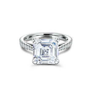 Solitaire with Accents Engagement Ring 2.25ct Asscher Diamond 14k WhiteGold Over