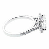 1.3ct Round Diamond Halo Classic Solitaire Engagement Ring 14k White Gold Finish