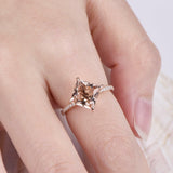 1ct Princess Cut Peach Morganite Solitaire Engagement Ring 14k Rose Gold Finish