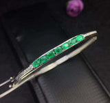 3.5Ct Oval Cut Green Emerald Thin Elegant Bangle Bracelet 14K White Gold Finish