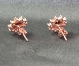 2.3ct Stud Earrings Round Cut Red Garnet Floral Halo 14k Rose Gold Finish