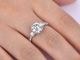 2ct Round Cut Diamond Trilogy Engagement Ring with Accent 14k White Gold Finish