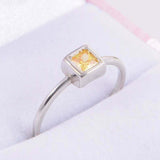 0.4ct Princess Cut Yellow Sapphire Engagement Ring Solitaire 14k White Gold Over