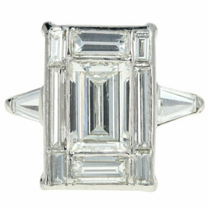 2.3ct Emerald Cut Diamond Engagement Ring Tapered Baguette 14k White Gold Finish