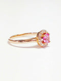 1Ct Round Cut Pink Sapphire Diamond Halo Engagement Ring 14K Rose Gold Finish