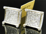 1ct Round Cut Diamond Square Cluster Hip Hop Stud Earrings 14k Yellow Gold Over