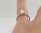 1.5ct Oval Cut Diamond Solitaire Ring 14k White Gold Finish with Round Accents