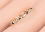 1ct Round Cut Blue Sapphire Anniversary Wedding Band Ring 14k Yellow Gold Finish