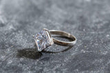 1ct Engagement Ring Princess Cut Diamond 4 Prong Solitaire 14k White Gold Finish