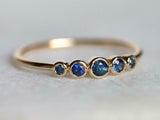 1ct Wedding Ring Band Round Cut Blue Sapphire Minimalist 14k Yellow Gold Finish