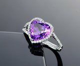 2ct Heart Cut Purple Amethyst Engagement Ring 14k White Gold Finish Split Shank