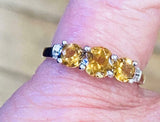 2.7ct Engagement Ring Round Cut Yellow Citrine Trilogy 14k Yellow Gold Finish