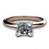 0.7ct Princess Cut VVS1D Diamond Solitaire Engagement Ring 14k Rose Gold Finish